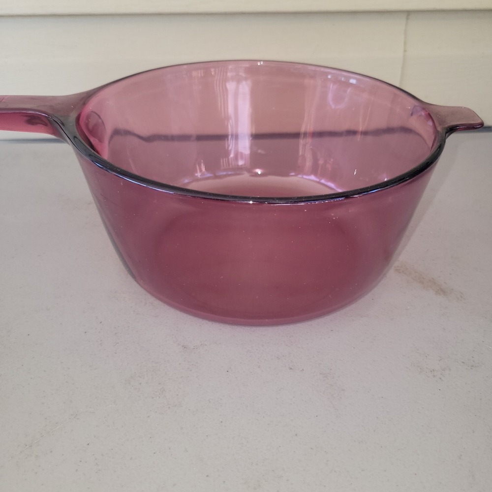Vintage Corning Vision Ware 2.5 Liter Sauce Pan Cranberry w/ Lid Visionware - Picture 7 of 8